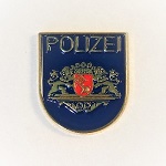 Pin Polizei-Ärmelabzeichen Bremen versilbert, farbig emailliert Butterfly-Verschluss, 16 mm